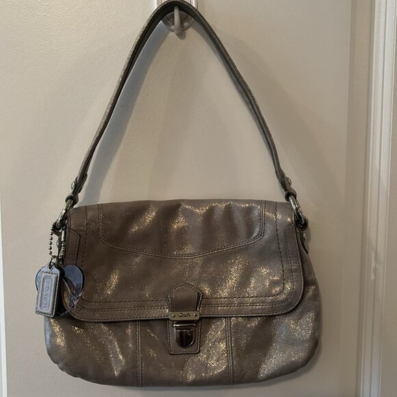 Coach Bags Authentic Coach Poppy Silver Leather Layla Shoulder Bag
